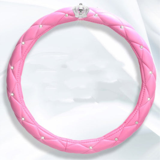Dámský potah na volant s krystaly 💎 | Luxusní eko kůže, růžový