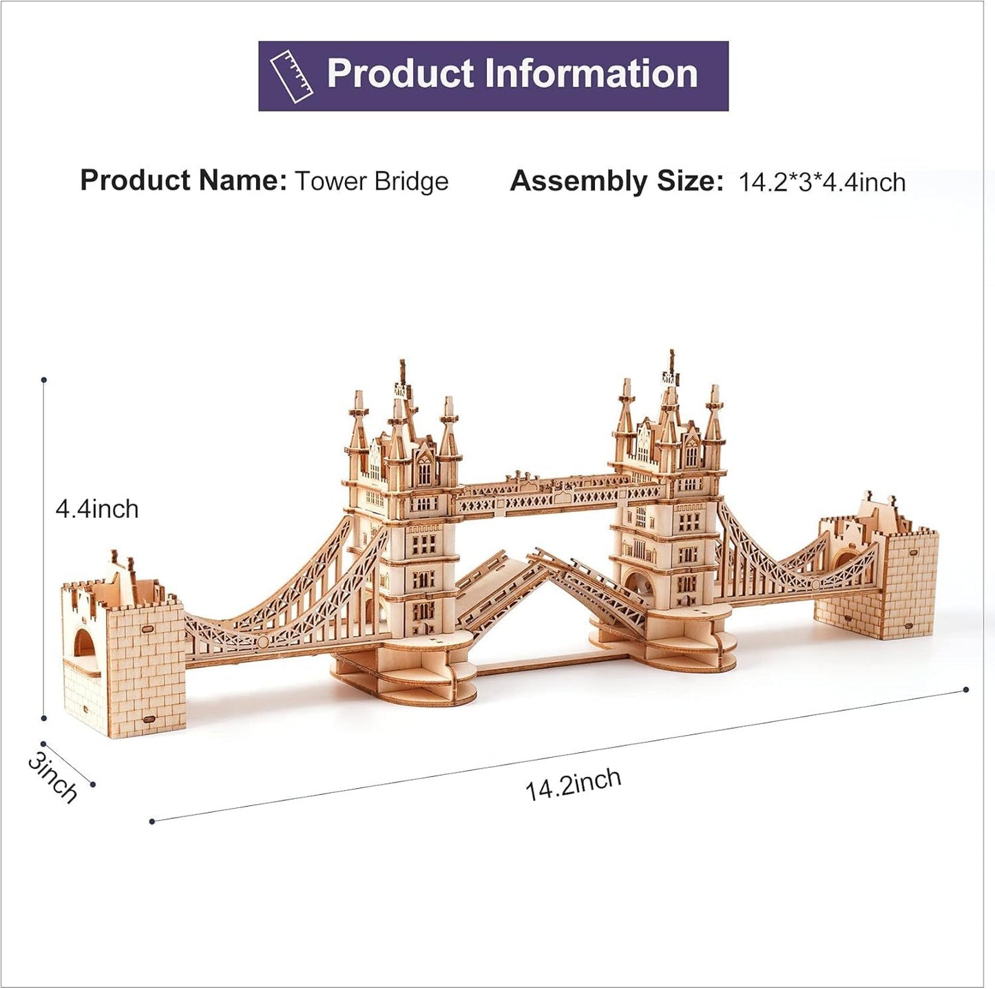 🏰 ROBOTIME 3D Dřevěné puzzle – London Tower Bridge
