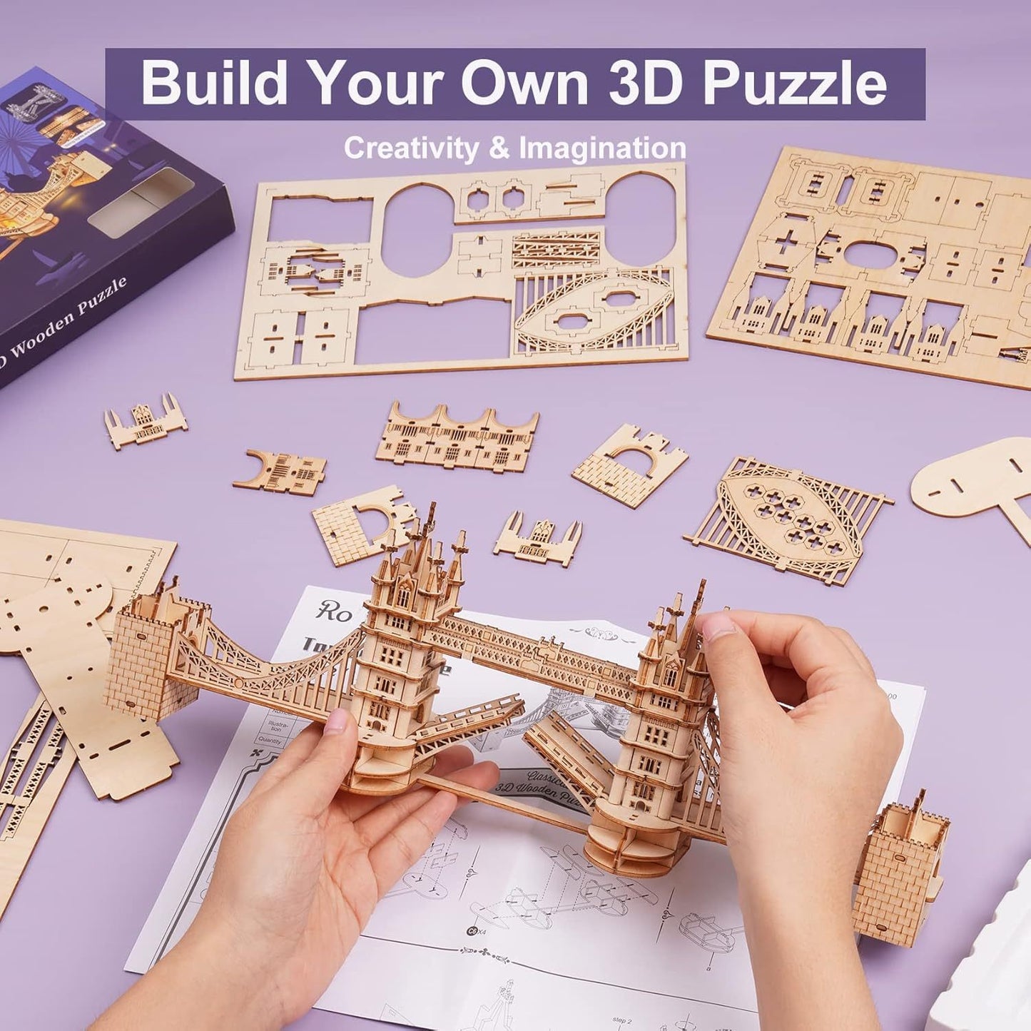 🏰 ROBOTIME 3D Dřevěné puzzle – London Tower Bridge