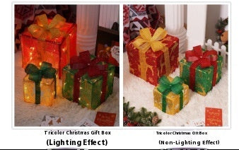 LED Vánoční dárkové krabičky – třídílná světelná sada