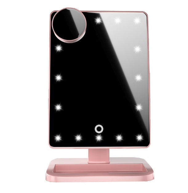 Dotykové make-up zrcadlo s LED osvětlením, Bluetooth reproduktorem a 10× zvětšovacím zrcátkem – 3v1