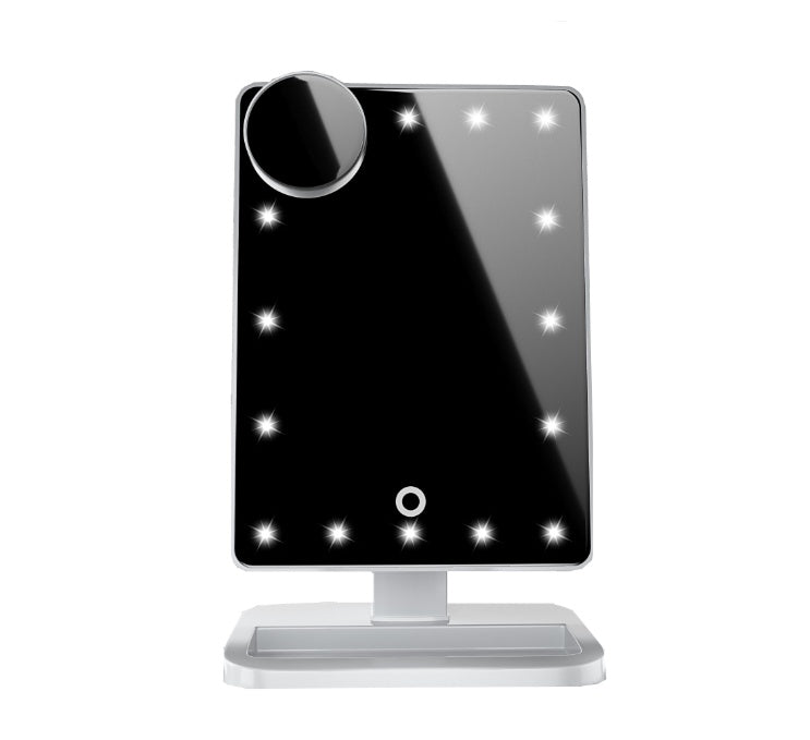 Dotykové make-up zrcadlo s LED osvětlením, Bluetooth reproduktorem a 10× zvětšovacím zrcátkem – 3v1