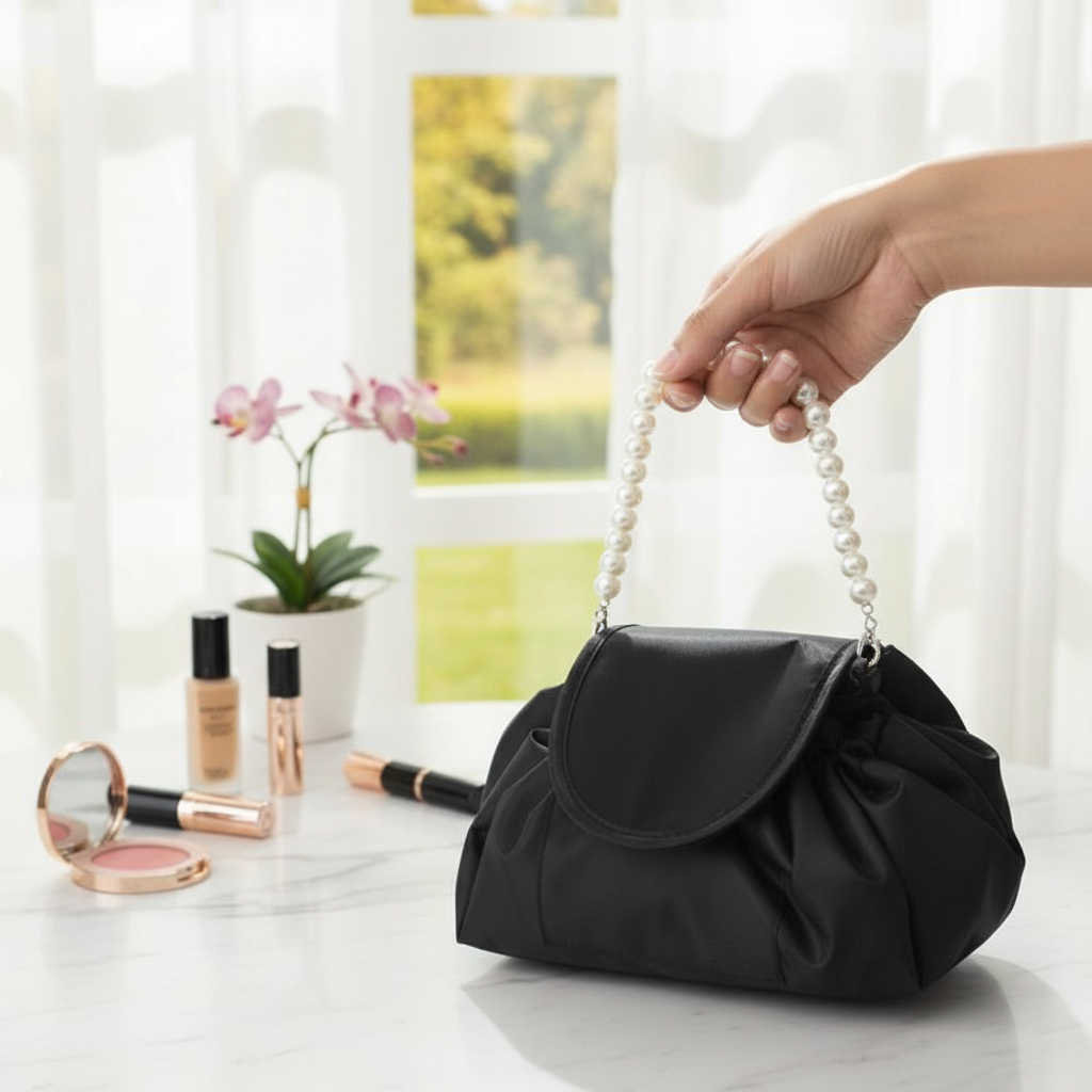 Cestovní kosmetická taštička se stahováním