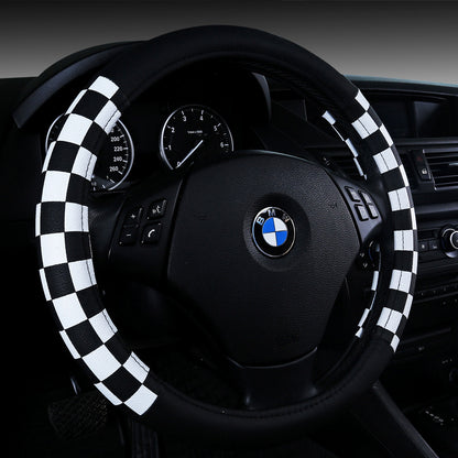 Kožený potah na volant – Elegantní kostkovaný design (38 cm)