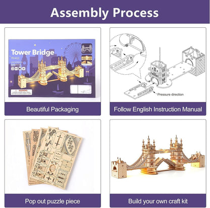 🏰 ROBOTIME 3D Dřevěné puzzle – London Tower Bridge