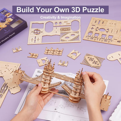 🏰 ROBOTIME 3D Dřevěné puzzle – London Tower Bridge