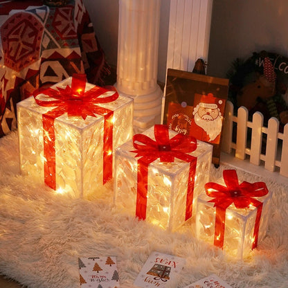 LED Vánoční dárkové krabičky – třídílná světelná sada